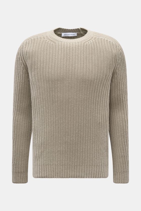 Iris von Arnim Cashmere Rundhalspullover 'Aurenzo' salbei, Slim Fit, voluminöser Patentstrick, Rundhalsausschnitt, Zungenraglan-Ärmel, Frontansicht. Iris von Arnim Cashmere Rundhalspullover 'Aurenzo' salbei, Slim Fit, voluminöser Patentstrick, Rundhalsausschnitt, Zungenraglan-Ärmel, Frontansicht.