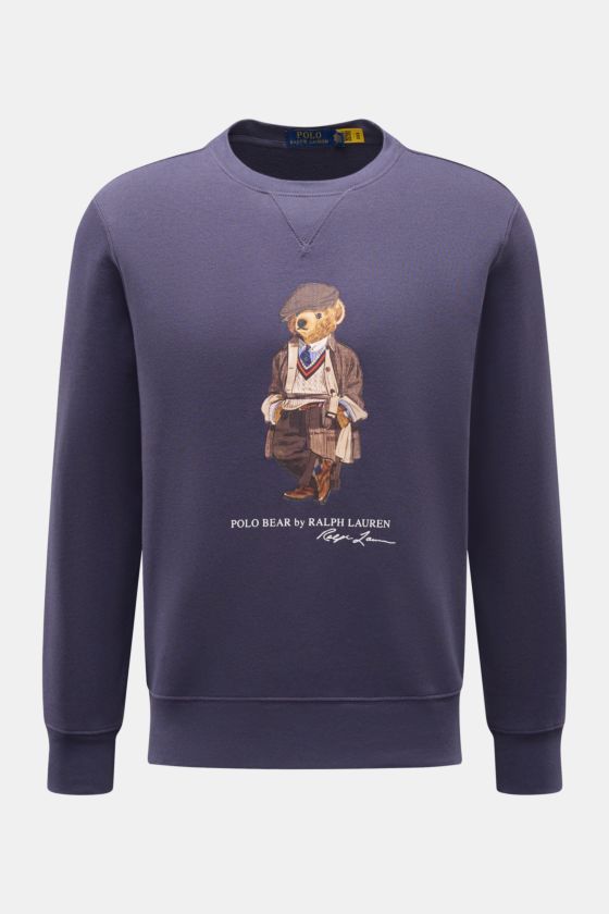 Polo Ralph Lauren Sweatshirt navy, frontal fotografiert, Rundhals-Sweatshirt mit weichem Baumwoll-Mix, Polo-Bear-Print, Rippbündchen, Regular Fit. Polo Ralph Lauren Sweatshirt navy, frontal fotografiert, Rundhals-Sweatshirt mit weichem Baumwoll-Mix, Polo-Bear-Print, Rippbündchen, Regular Fit.