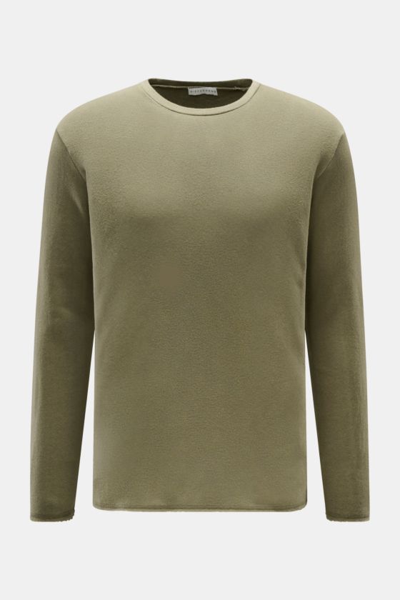 Kiefermann Rundhals-Sweatshirt 'Neal' dark olive, Slim Fit, aus Baumwolle/Microfaser, leichte Qualität, Rundhalsausschnitt, offene Saumkanten, Frontaufnahme. Kiefermann Rundhals-Sweatshirt 'Neal' dark olive, Slim Fit, aus Baumwolle/Microfaser, leichte Qualität, Rundhalsausschnitt, offene Saumkanten, Frontaufnahme.