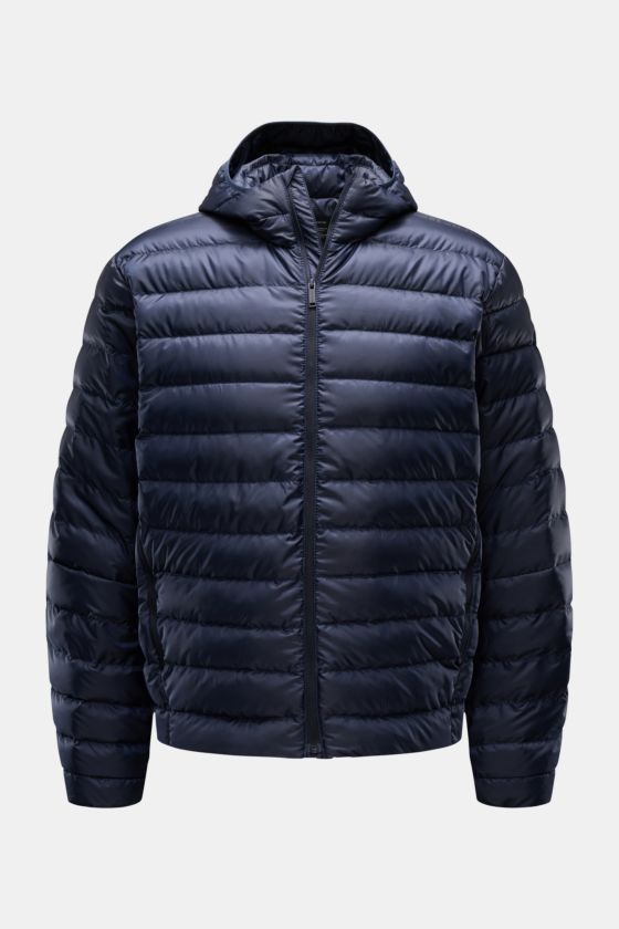 Canada Goose Daunenjacke 'Stratus Hoody' navy, leichte, wind- und wasserabweisende Ripstop-Jacke mit Kapuze, Frontansicht. Canada Goose Daunenjacke 'Stratus Hoody' navy, leichte, wind- und wasserabweisende Ripstop-Jacke mit Kapuze, Frontansicht.
