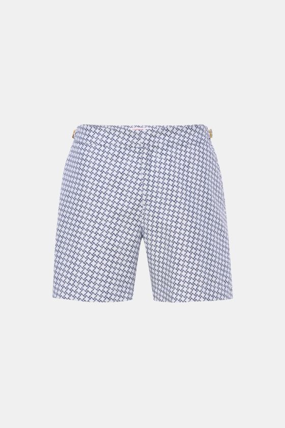 Orlebar Brown Badeshorts 'Bulldog Jacquard' weiß/dunkelblau gemustert Orlebar Brown Badeshorts 'Bulldog Jacquard' weiß/dunkelblau gemustert