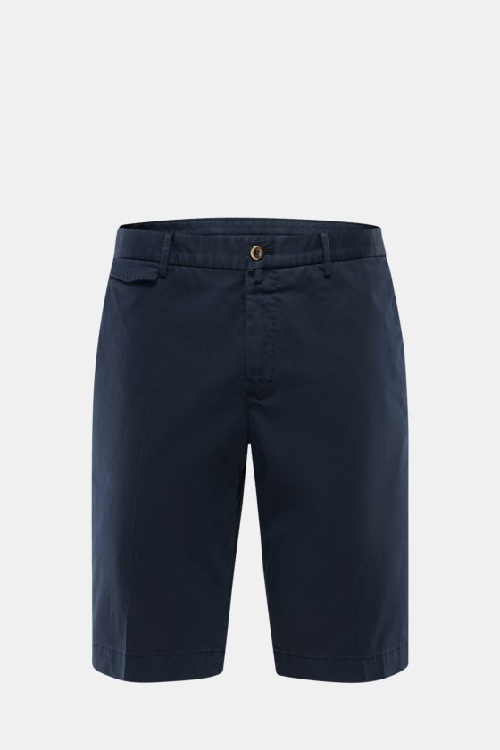 PT Torino Bermudas navy aus geschmeidiger Baumwolle, Regular Fit mit hohem Bund, Reißverschluss, Knopf, französischen Taschen, Uhrentasche, frontale Nahaufnahme. PT Torino Bermudas navy aus geschmeidiger Baumwolle, Regular Fit mit hohem Bund, Reißverschluss, Knopf, französischen Taschen, Uhrentasche, frontale Nahaufnahme.