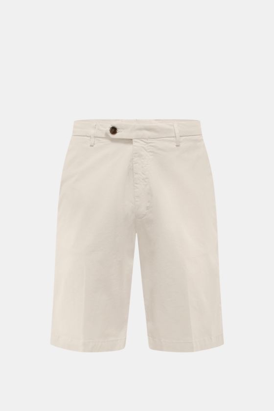 Briglia 1949 Shorts 'Garda' creme, elastische Baumwolle, Regular Fit, Reißverschluss, Bundknopf, französische Taschen, Uhrentasche, Gesäßtaschen, vorne fotografiert. Briglia 1949 Shorts 'Garda' creme, elastische Baumwolle, Regular Fit, Reißverschluss, Bundknopf, französische Taschen, Uhrentasche, Gesäßtaschen, vorne fotografiert.
