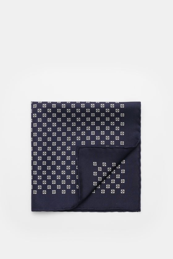 Brunello Cucinelli Seiden-Einstecktuch navy/schwarz/weiß gemustert Brunello Cucinelli Seiden-Einstecktuch navy/schwarz/weiß gemustert