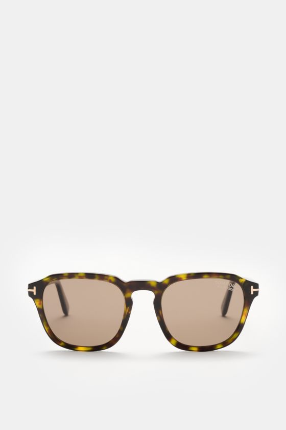 Tom Ford Sonnenbrille 'Avery' grün/dunkelbraun gemustert, eckig, Acetatrahmen, polarisierte Kunststoffgläser, frontal fotografiert. Tom Ford Sonnenbrille 'Avery' grün/dunkelbraun gemustert, eckig, Acetatrahmen, polarisierte Kunststoffgläser, frontal fotografiert.