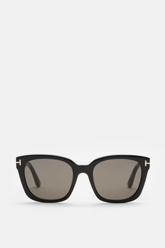 Tom Ford Sonnenbrille 'Haylay' schwarz, Wayfarer-Stil, Acetat-Rahmen, getönte Kunststoffgläser, Frontansicht, 100% UV-Schutz, 14,5 cm breit. Tom Ford Sonnenbrille 'Haylay' schwarz, Wayfarer-Stil, Acetat-Rahmen, getönte Kunststoffgläser, Frontansicht, 100% UV-Schutz, 14,5 cm breit.