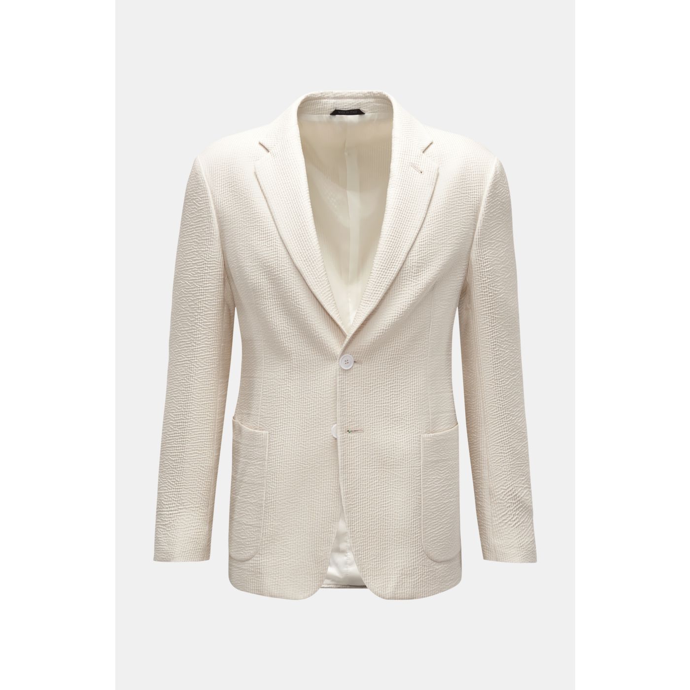 ARMANI COLLEZIONI Size 6 Cream Seersucker Silk / Viscose Buttoned Jacket main image 0