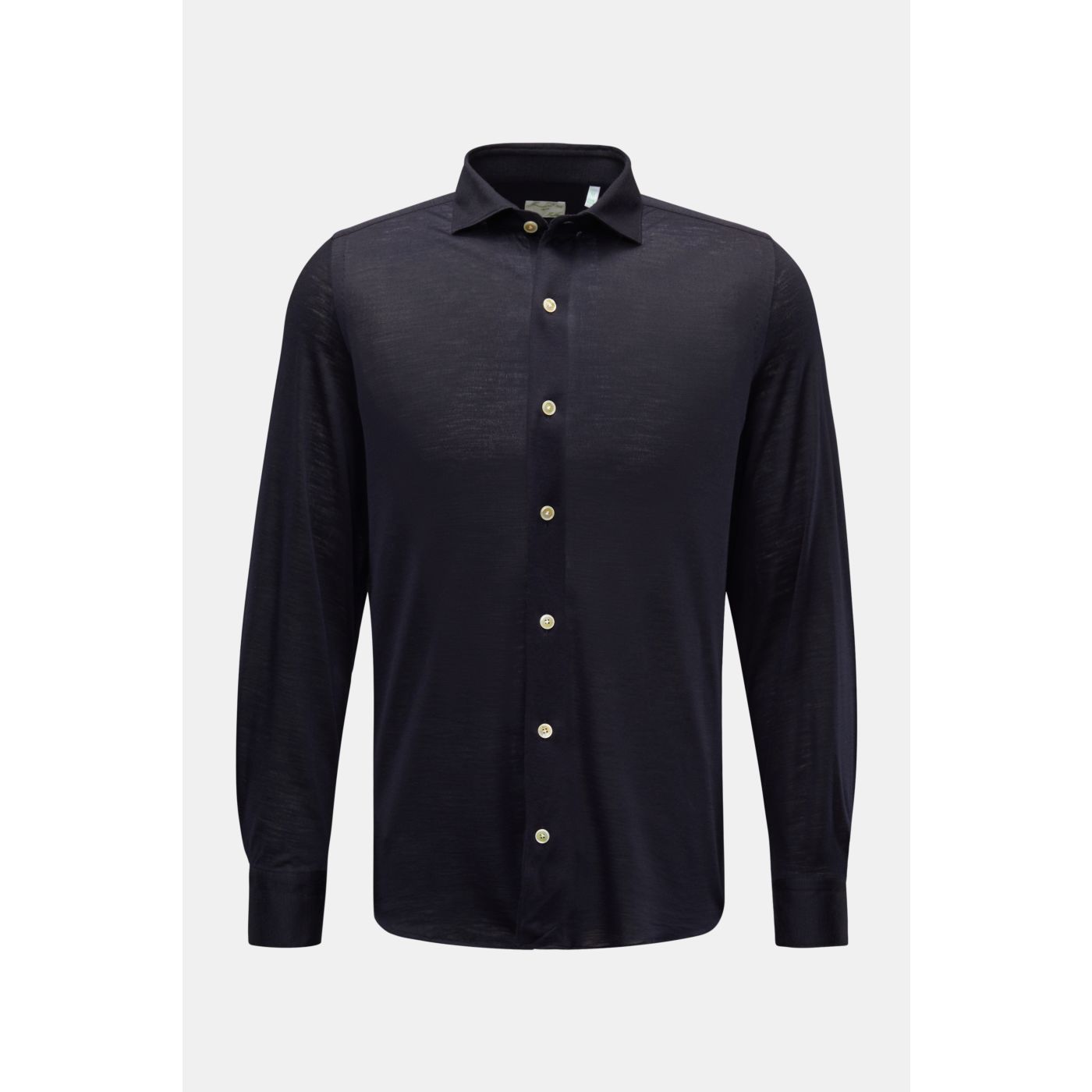 FINAMORE Merino JerseyHemd 'Toronto' HaifischKragen dark navy BRAUN