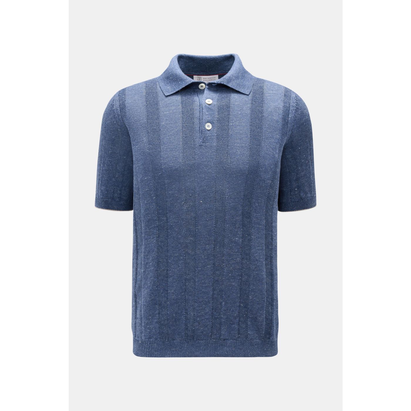 BRUNELLO CUCINELLI short sleeve knit polo smoky blue melange