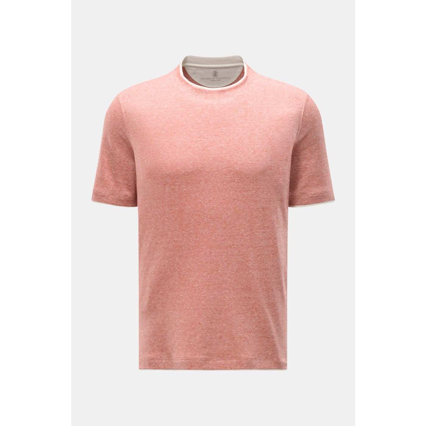 BRUNELLO CUCINELLI crew neck T-shirt light red mottled/cream
