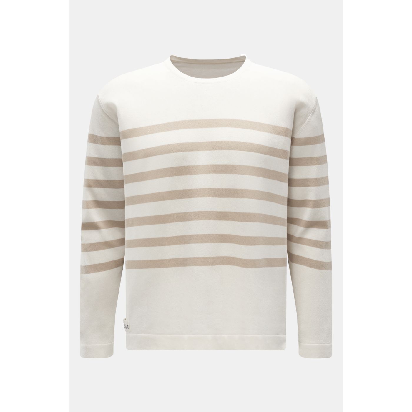 MATÉMA Rundhalspullover creme/beige gestreift | BRAUN Hamburg