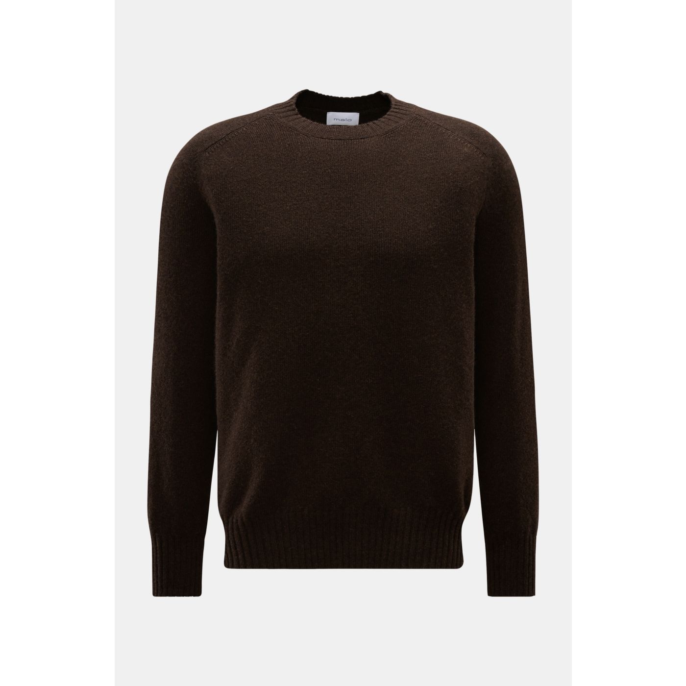 malo カシミヤクルーネックニット　ブラウン ニットは色で買う：Malo （マーロ/マロ） ケーブル編みクルーネック
