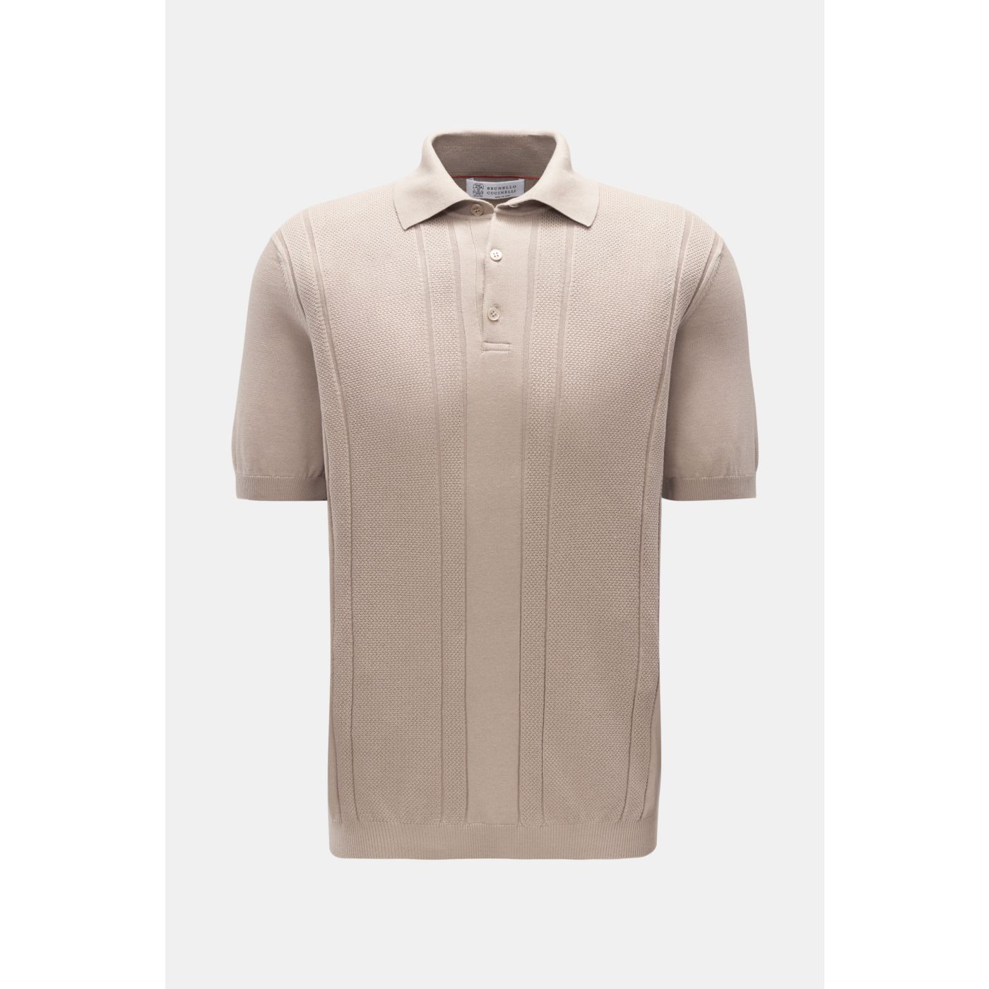 BRUNELLO CUCINELLI short sleeve knit polo beige | BRAUN Hamburg