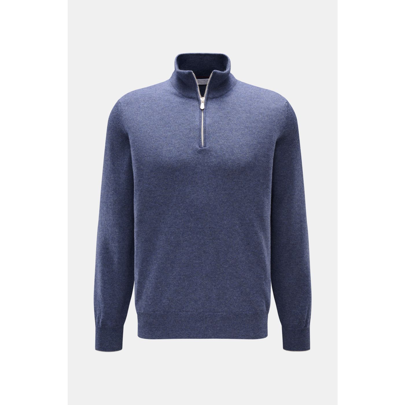 BRUNELLO CUCINELLI cashmere half-zip jumper blue mottled | BRAUN