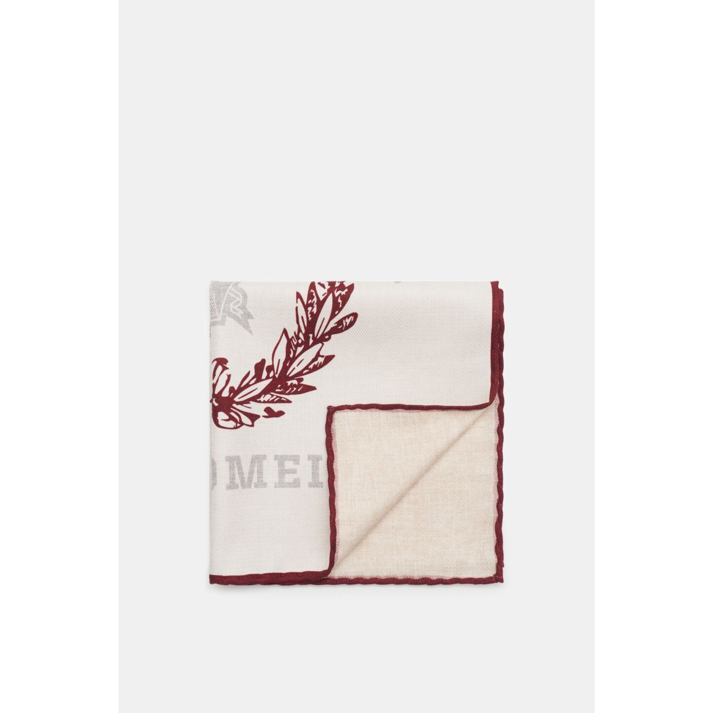 BRUNELLO CUCINELLI Taupe & Blue Reversible Wool Pocket Square main image 1