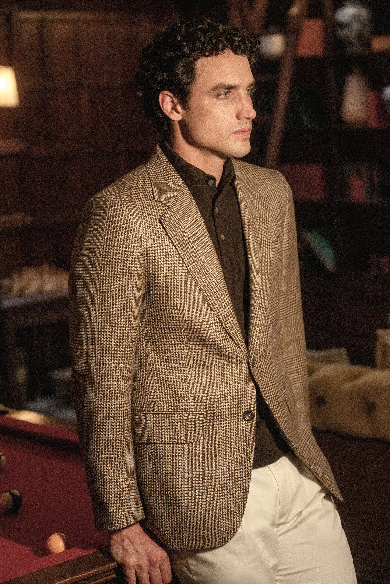 ZEGNA smart-casual jacket dark brown/beige checked